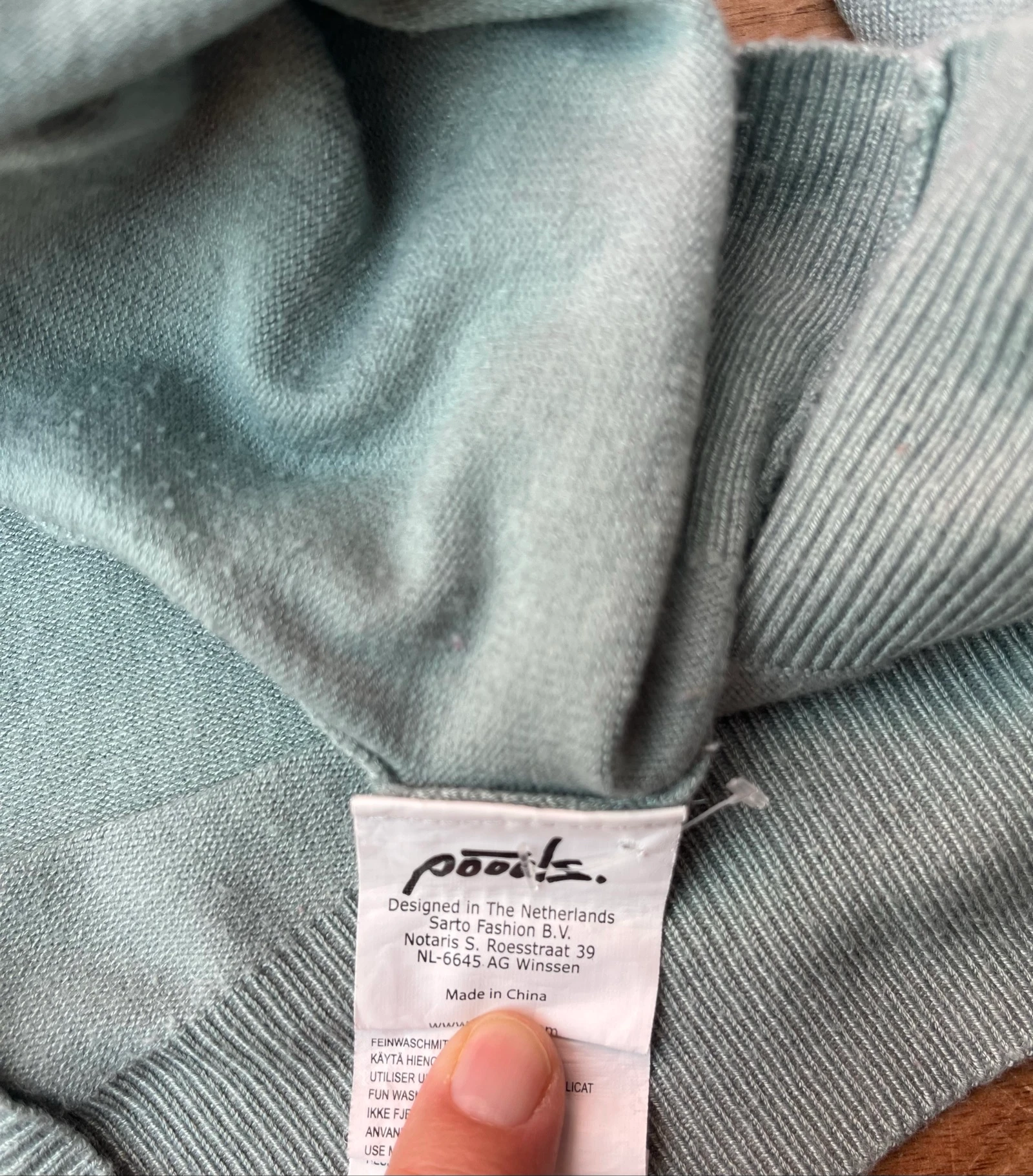 🌺 𝒎𝒛 | Suéter de lana azul hielo para mujer talla 44 | punto fino | manga abalada – photo 5